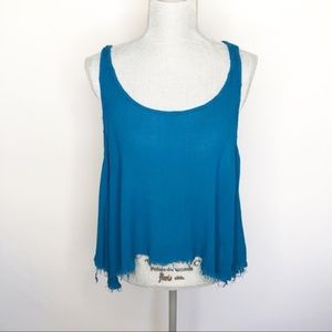 Free People Tank Top High Low Distressed Raw (H65) - image 1